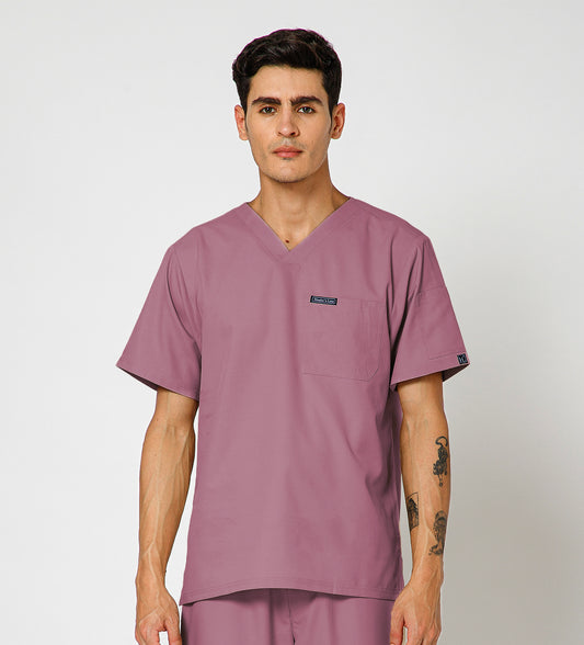 Healer's Line Classic Men’s V-Neck Scrub Top (Mauve)