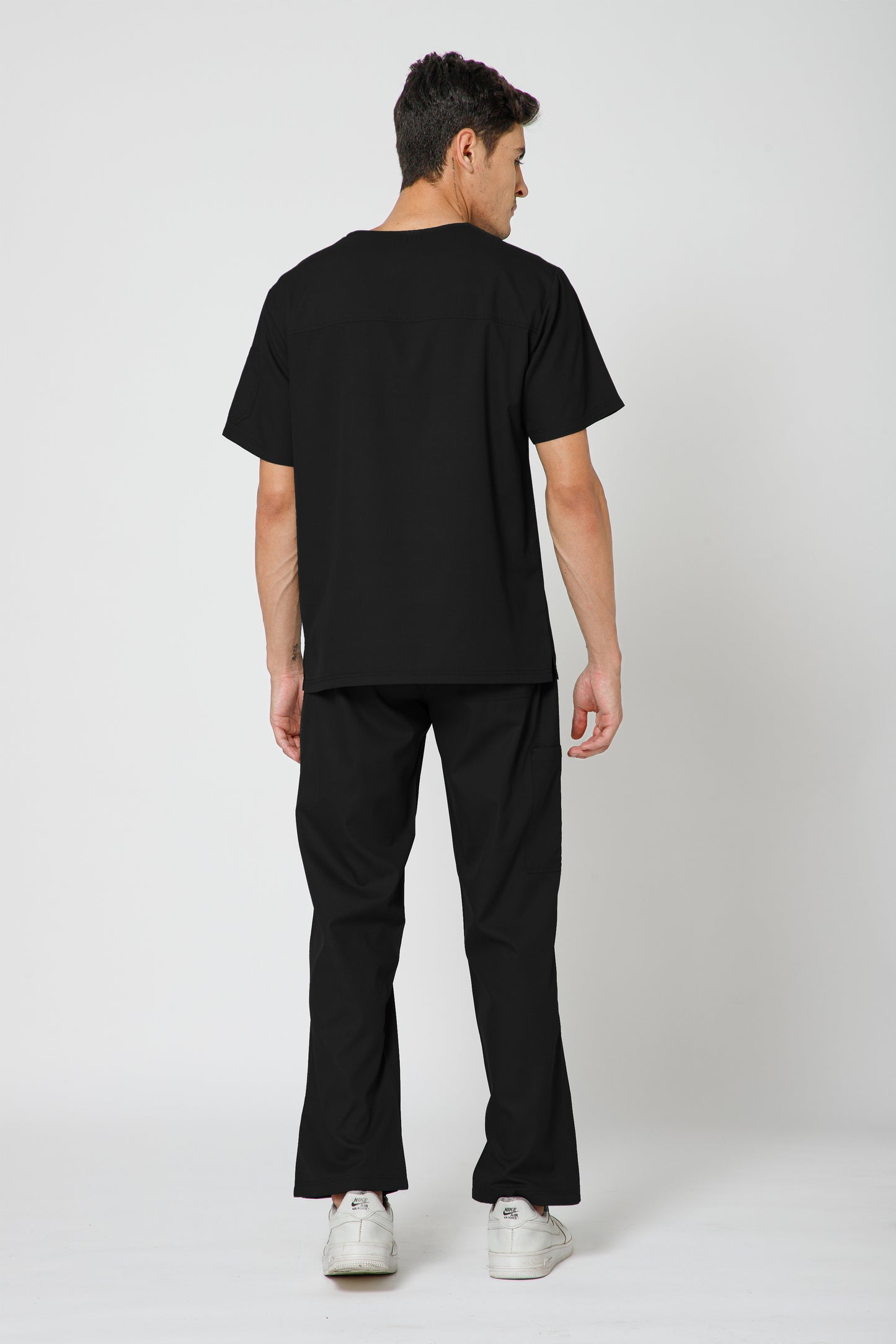 Classic Men’s V-Neck Scrub Suit (Black) LFP Fabric