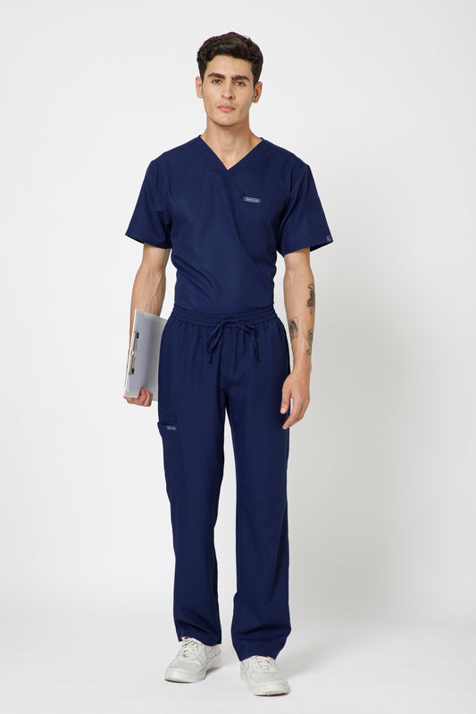 Classic Men’s V-Neck Scrub Suit (Navy)