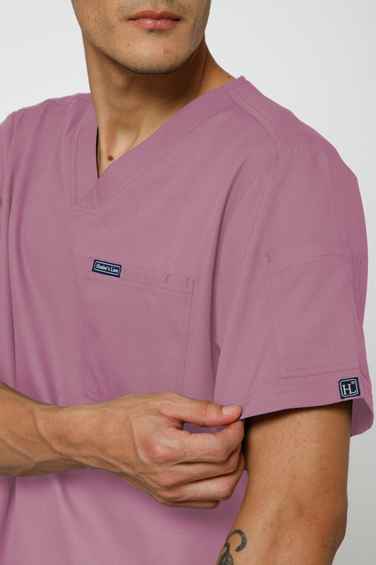 Classic Men’s V-Neck Scrub Suit (Mauve)