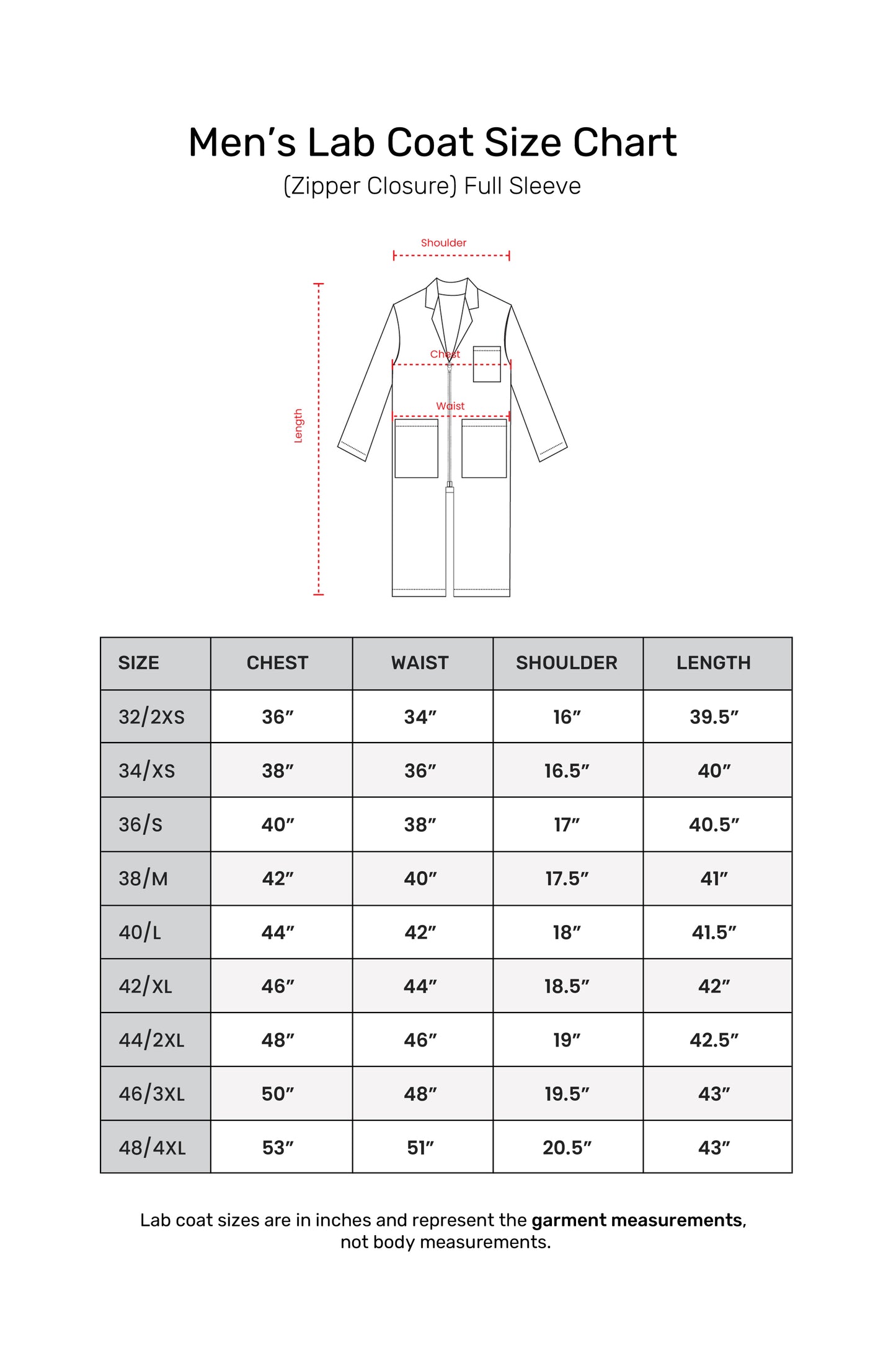 Men's Lab Coat Apron (Zipper Closure) Full Sleeve - Length 41"