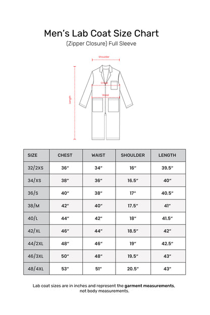 Men's Lab Coat Apron (Zipper Closure) Full Sleeve - Length 41"