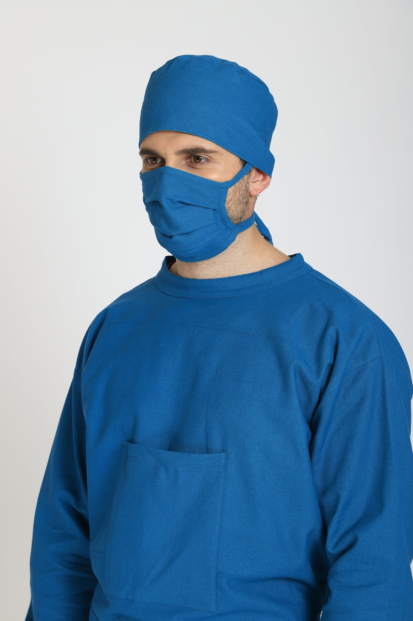 Premium Quality Men's Reusable Surgeon Gown Set (Blue)
