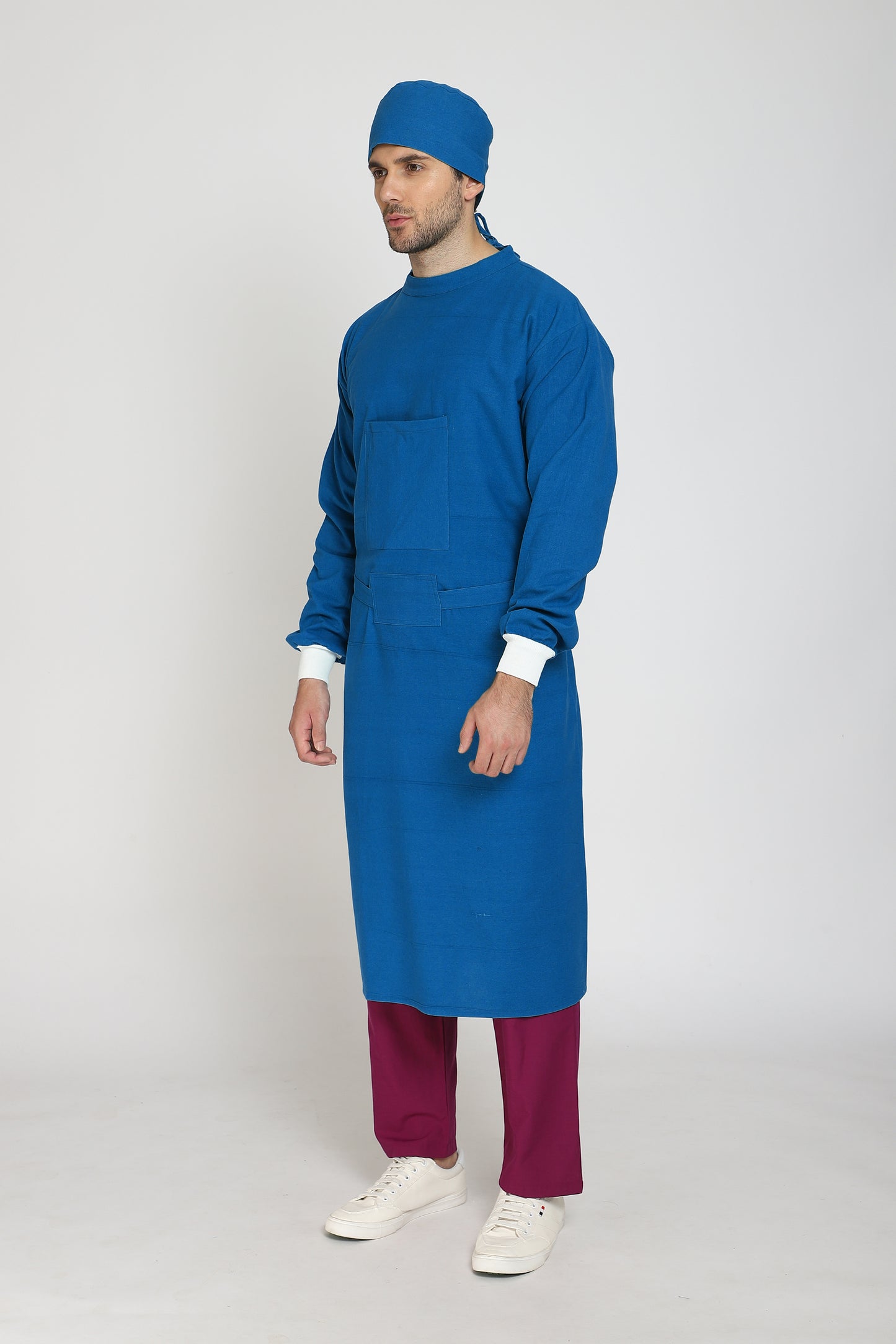 Premium Quality Men's Reusable Surgeon Gown Set (Blue)