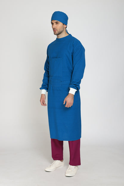 Premium Quality Men's Reusable Surgeon Gown Set (Blue)
