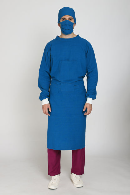 Premium Quality Men's Reusable Surgeon Gown Set (Blue)