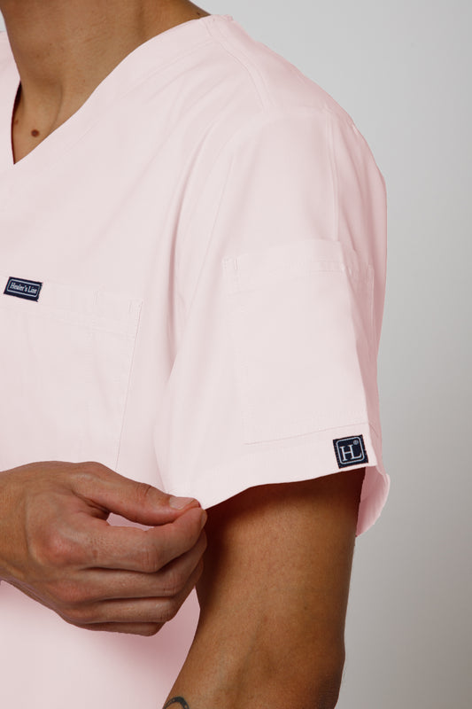 Classic Men’s V-Neck Scrub Suit (Baby Pink)