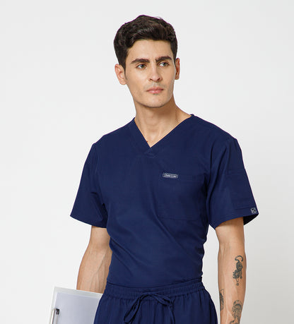 Healer's Line Classic Men’s V-Neck Scrub Top (Navy)