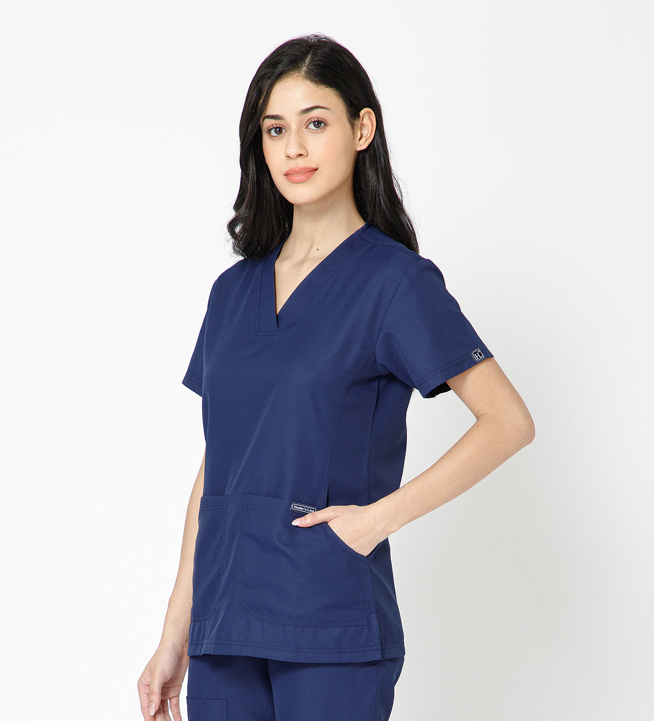 Healer's Line Classic Women’s V-Neck Scrub Top (Navy)