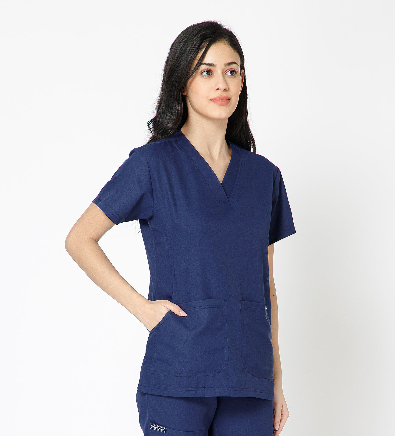 Healer's Line Classic Women’s V-Neck Scrub Top (Navy)
