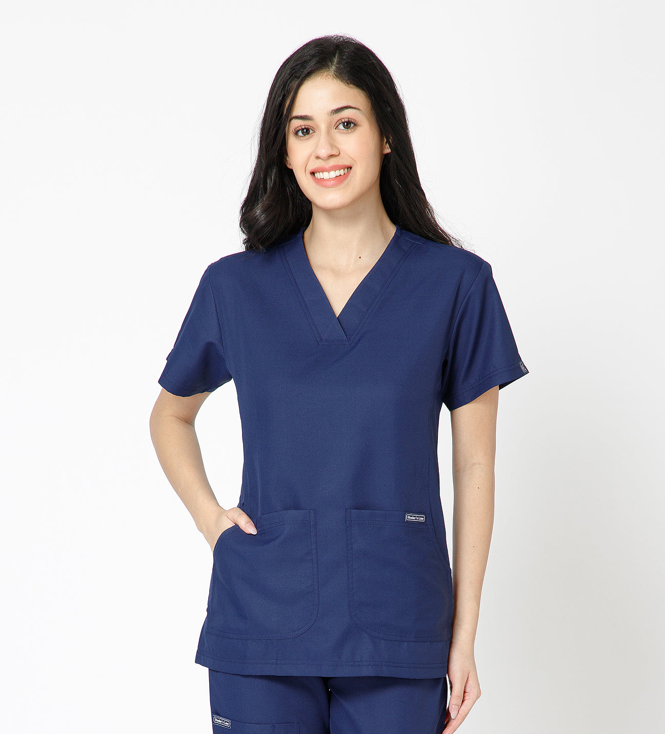Healer's Line Classic Women’s V-Neck Scrub Top (Navy)