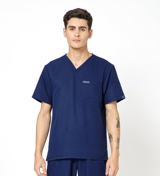 Healer's Line Classic Men’s V-Neck Scrub Top (Navy)