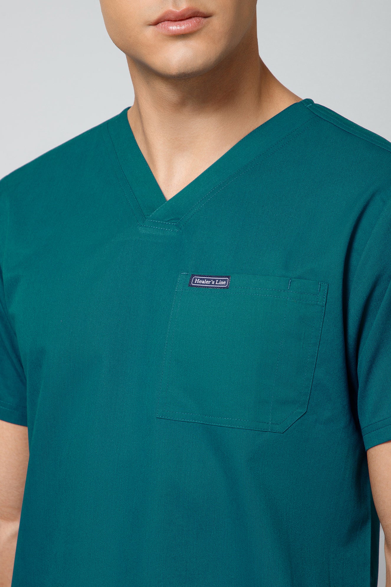 Classic Men’s V-Neck Scrub Suit (Petrol Blue) PRH Fabric