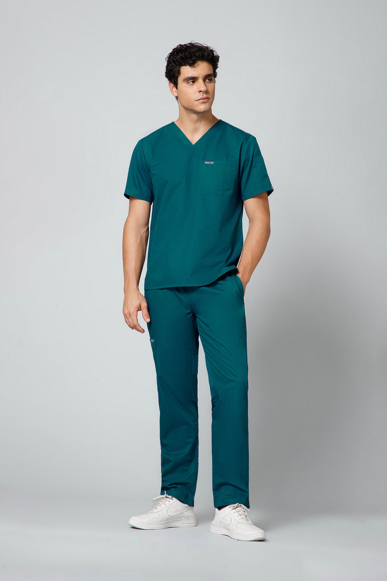 Classic Men’s V-Neck Scrub Suit (Petrol Blue) PRH Fabric