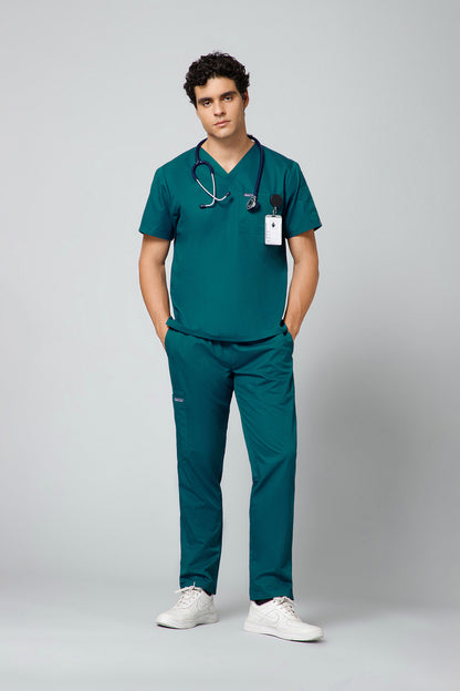Classic Men’s V-Neck Scrub Suit (Petrol Blue) PRH Fabric
