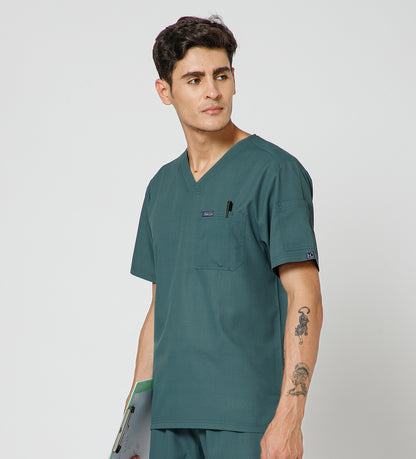 Healer's Line Classic Men’s V-Neck Scrub Top (Medium Olive)