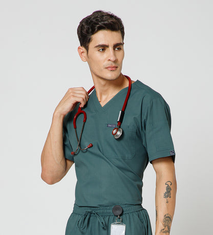 Healer's Line Classic Men’s V-Neck Scrub Top (Medium Olive)