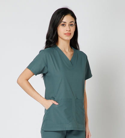 Healer's Line Classic Women’s V-Neck Scrub Top (Medium Olive)
