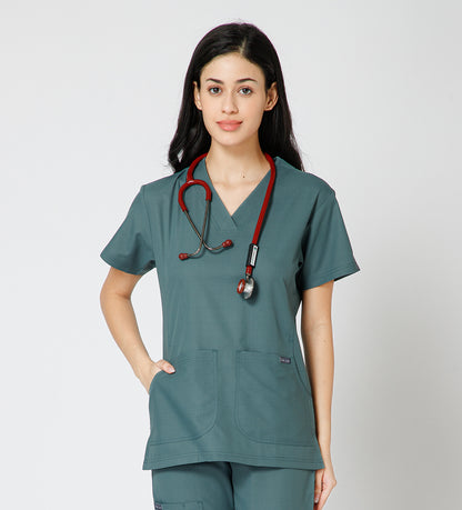 Healer's Line Classic Women’s V-Neck Scrub Top (Medium Olive)