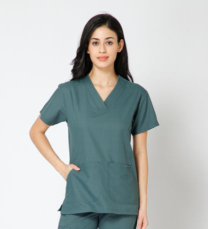 Healer's Line Classic Women’s V-Neck Scrub Top (Medium Olive)