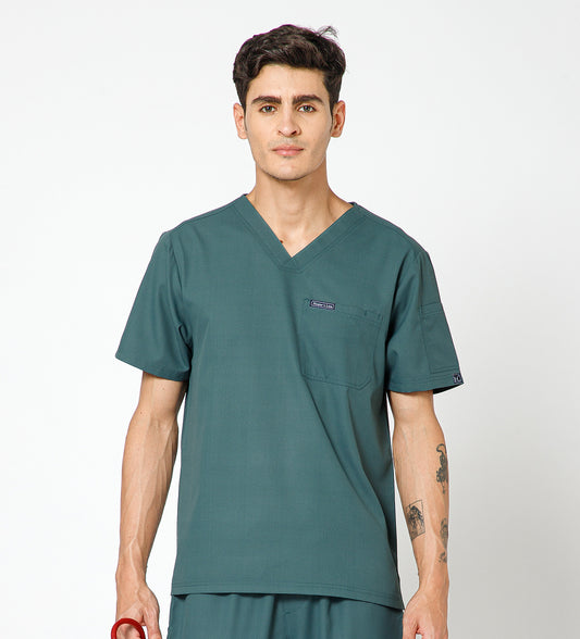 Healer's Line Classic Men’s V-Neck Scrub Top (Medium Olive)