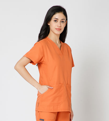 Healer's Line Classic Women’s V-Neck Scrub Top (Orange)