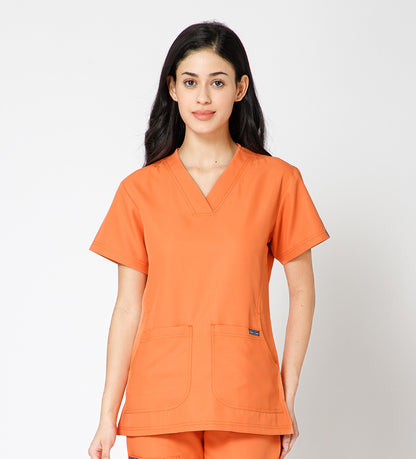 Healer's Line Classic Women’s V-Neck Scrub Top (Orange)