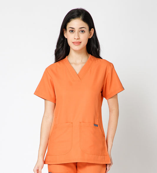 Healer's Line Classic Women’s V-Neck Scrub Top (Orange)