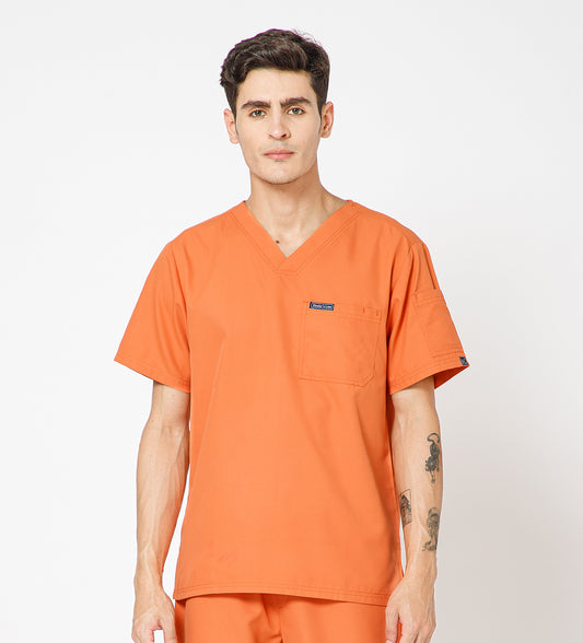 Healer's Line Classic Men’s V-Neck Scrub Top (Orange)