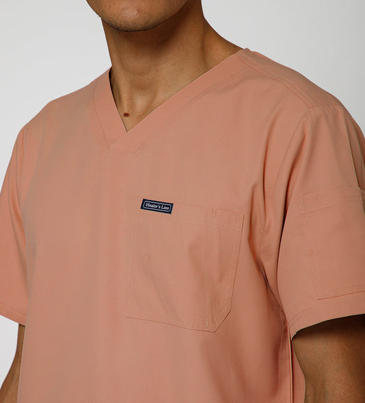 Healer's Line Classic Men’s V-Neck Scrub Top (Peach)