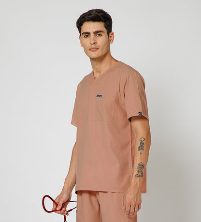 Healer's Line Classic Men’s V-Neck Scrub Top (Peach)