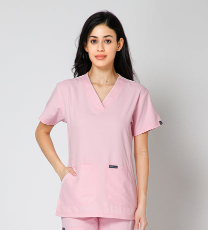 Healer's Line Classic Women’s V-Neck Scrub Top (Pink)