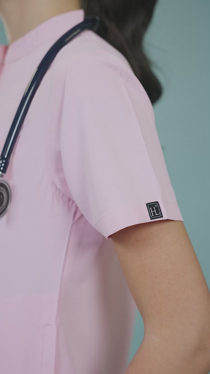 Women’s Mandarin Collar Scrub Suit (Pink) LFP Fabric