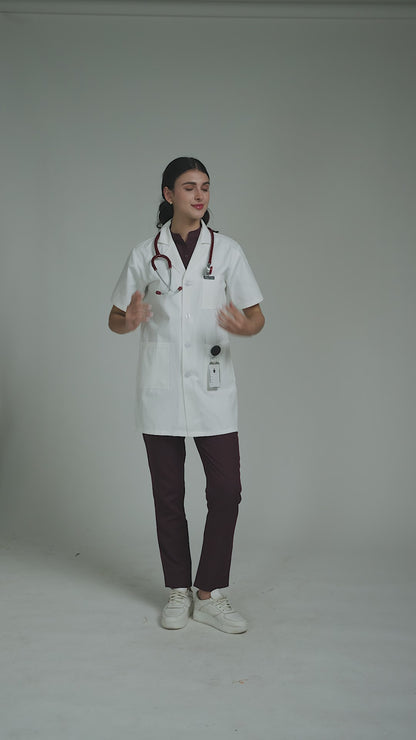 Women's Lab Coat Apron (Button Closure) Half Sleeve - Length 32"