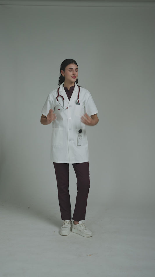 Women's Lab Coat Apron (Button Closure) Half Sleeve - Length 32"