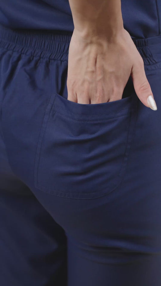 Classic Women’s V-Neck Scrub Suit (Navy)