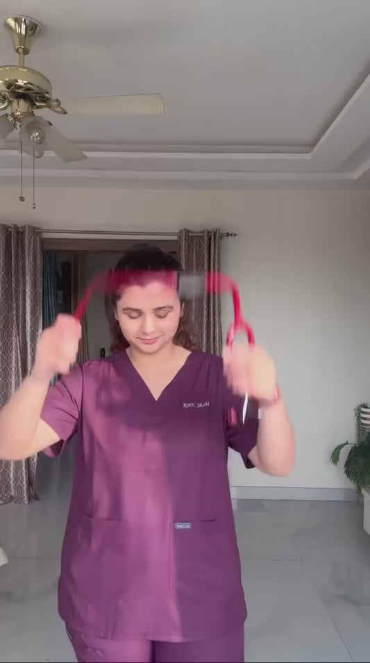 Classic Women’s V-Neck Scrub Suit (Wine)