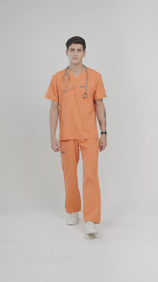 Healer's Line Classic Men’s V-Neck Scrub Top (Orange)
