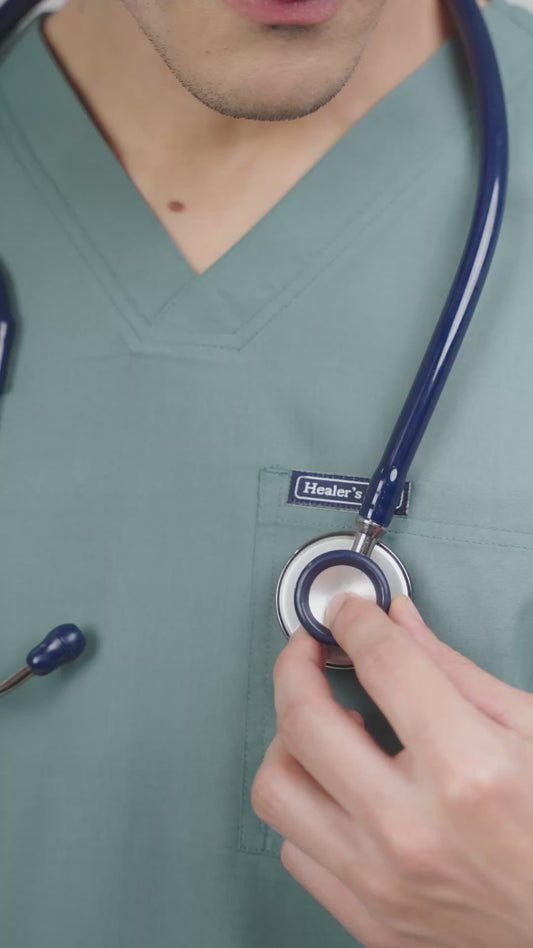 Healer's Line Classic Men’s V-Neck Scrub Top (Medium Olive)