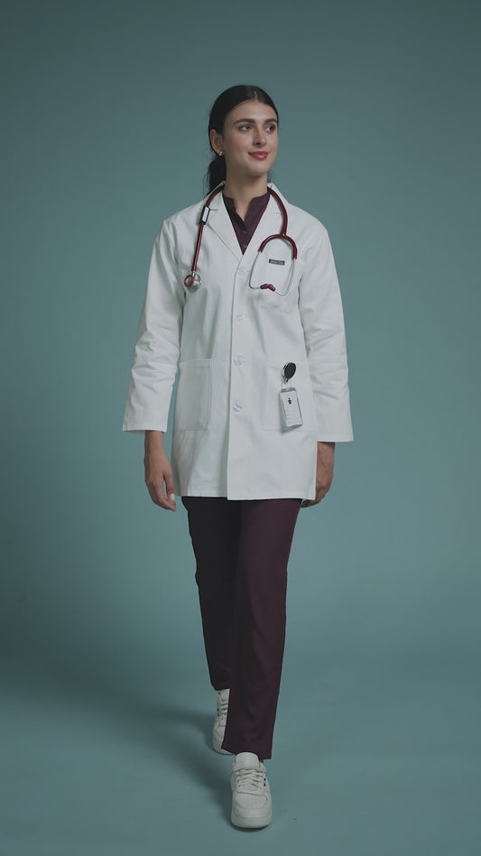 Women's Lab Coat Apron (Button Closure) Full Sleeve - Length 32"