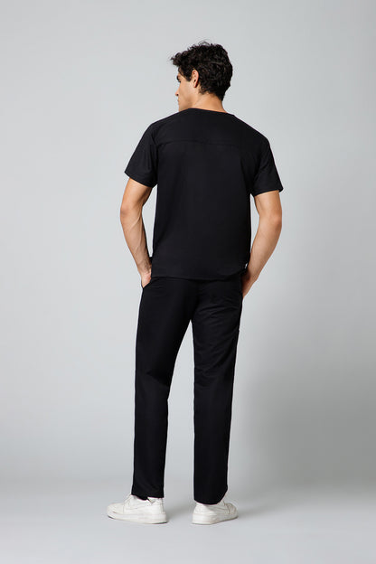 Classic Men’s V-Neck Scrub Suit (Royal Black) PRH Fabric