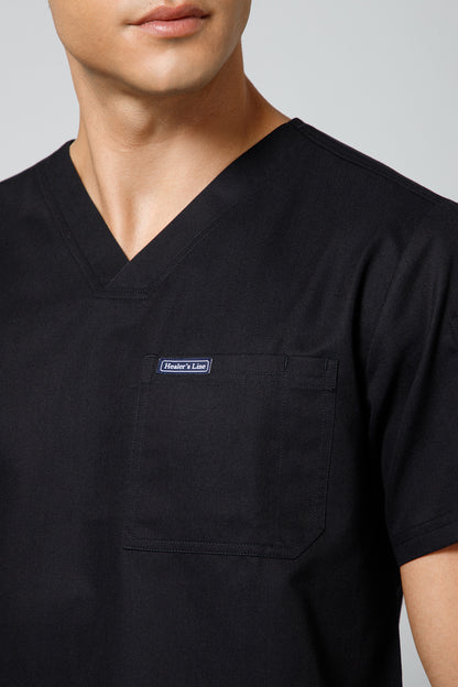 Classic Men’s V-Neck Scrub Suit (Royal Black) PRH Fabric