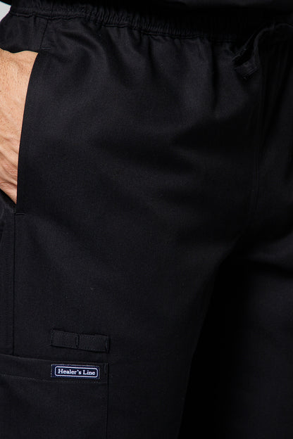 Classic Men’s V-Neck Scrub Suit (Royal Black) PRH Fabric