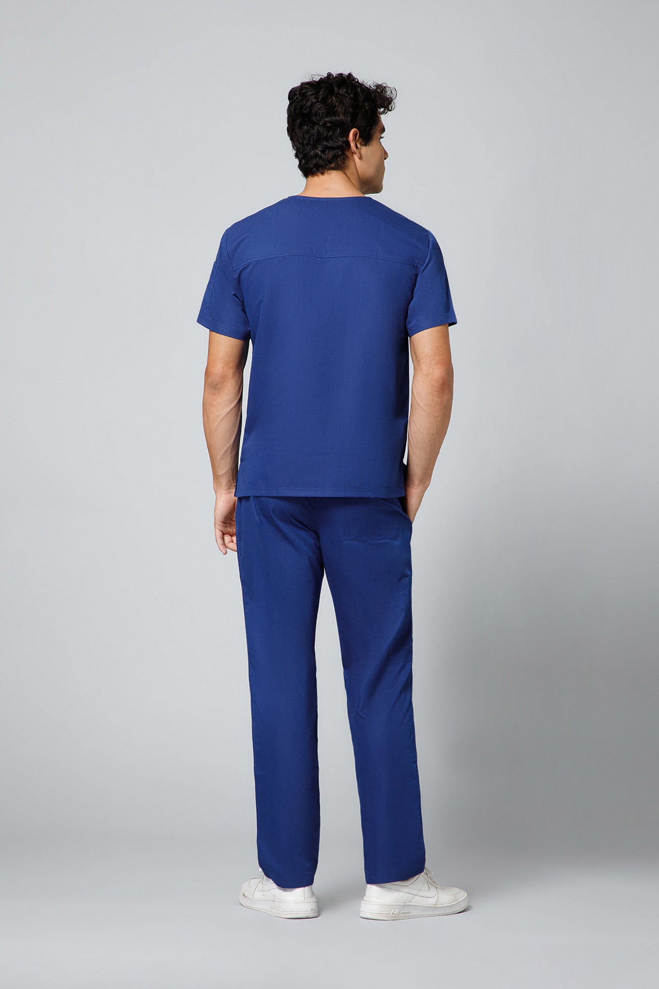 Classic Men’s V-Neck Scrub Suit (Sapphire Blue) PRH Fabric