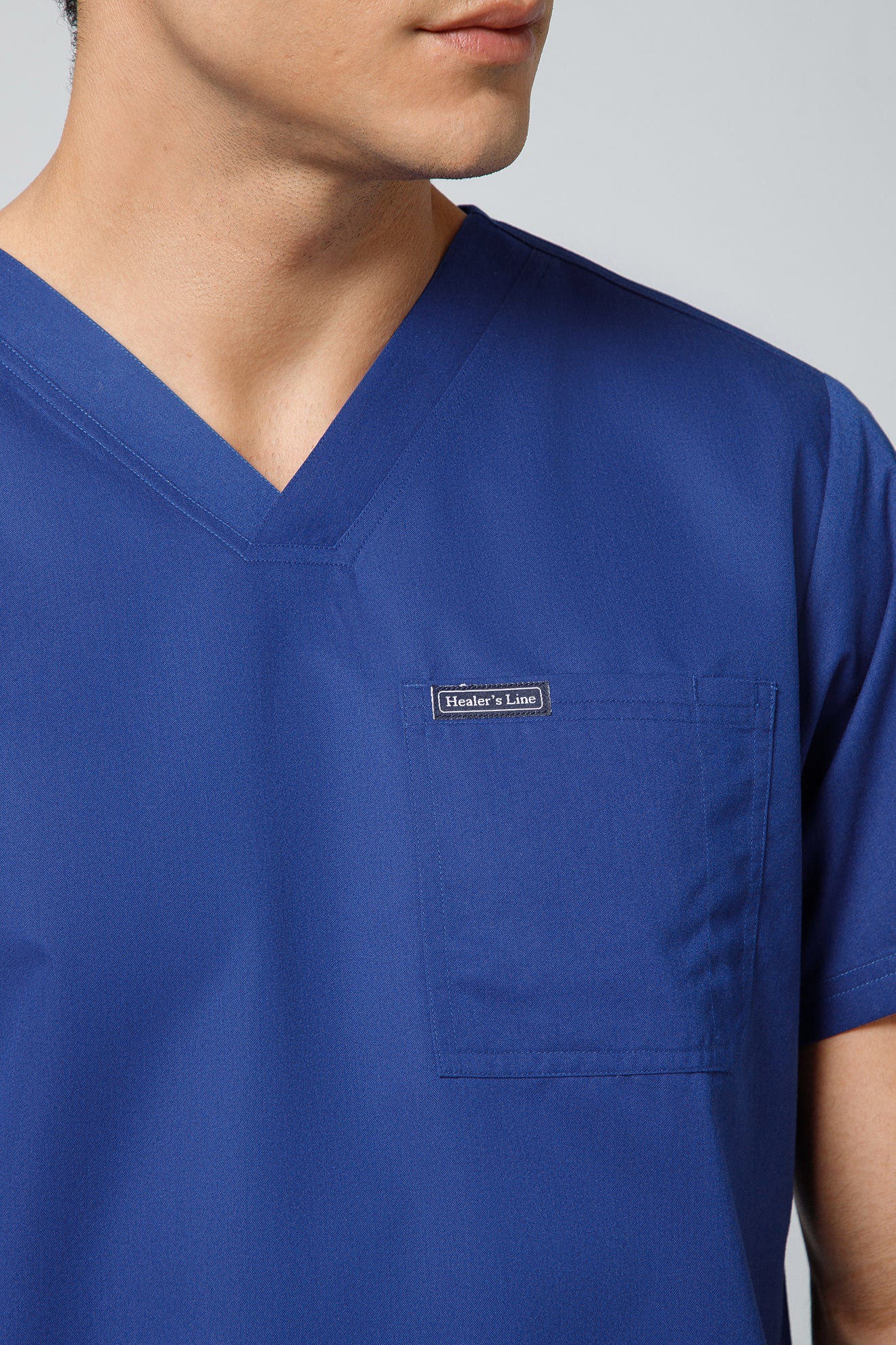 Classic Men’s V-Neck Scrub Suit (Sapphire Blue) PRH Fabric
