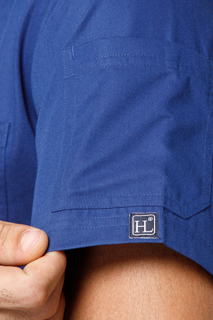 Classic Men’s V-Neck Scrub Suit (Sapphire Blue) PRH Fabric