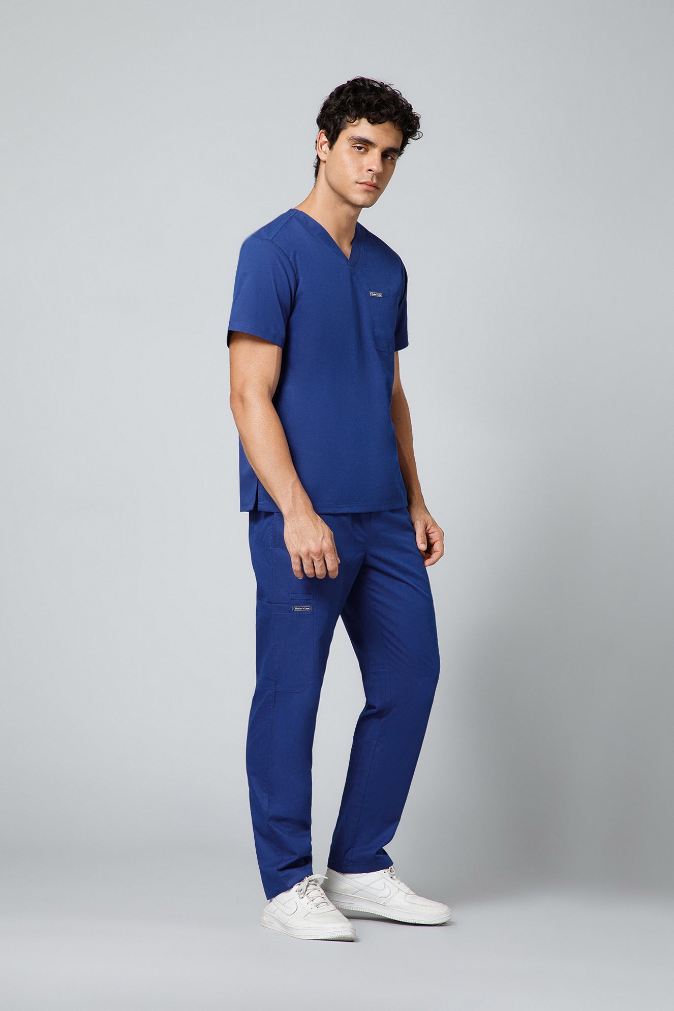 Classic Men’s V-Neck Scrub Suit (Sapphire Blue) PRH Fabric