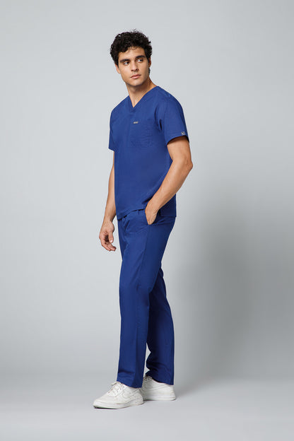 Classic Men’s V-Neck Scrub Suit (Sapphire Blue) PRH Fabric