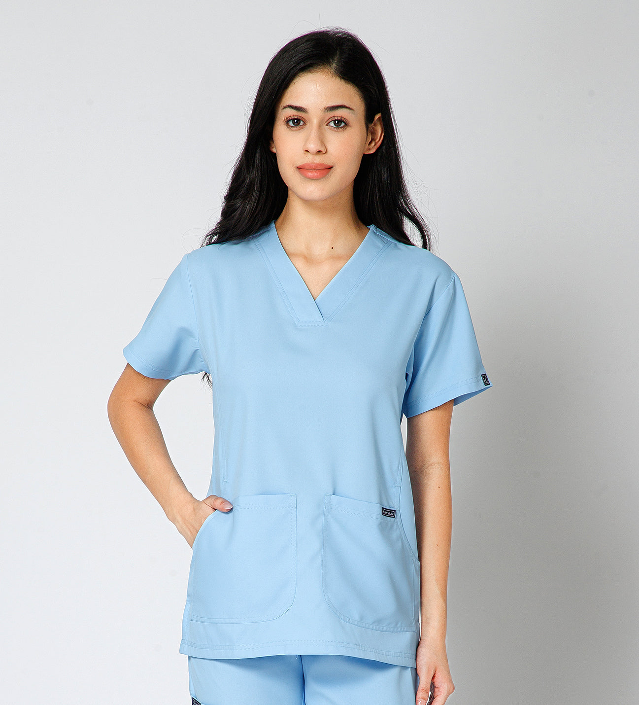 Healer's Line Classic Women’s V-Neck Scrub Top (Sky Blue)