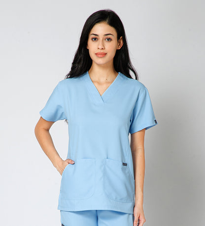 Healer's Line Classic Women’s V-Neck Scrub Top (Sky Blue)